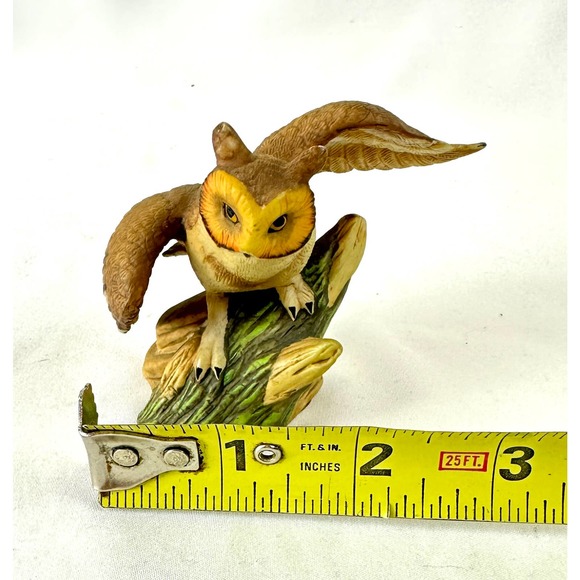 Vintage Ceramic Owl Figurine With Wings Spread and Landing on a Log - Picture 12 of 14
